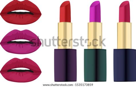 Cosmetic Set Colorful Pomades Lips Lips Stock Vector Royalty Free
