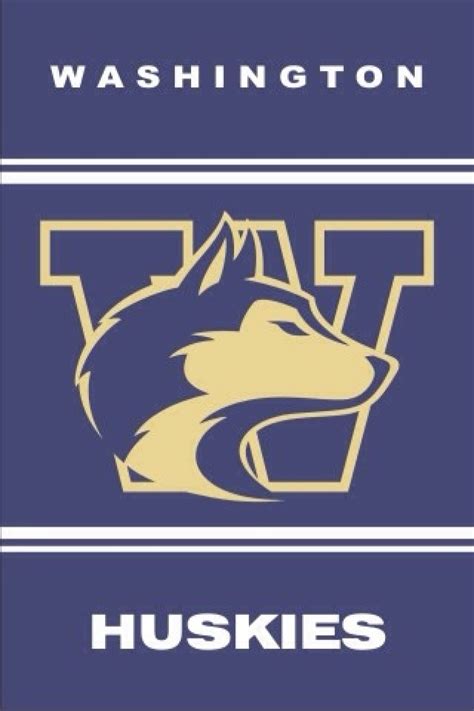 The Washington Huskies Logo Is Shown On A Blue Background With White