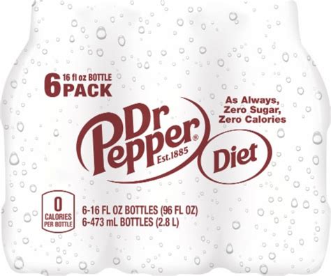 Diet Dr Pepper Soda Bottles 6 Bottles 16 Fl Oz Kroger