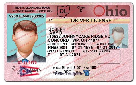 Ohio Drivers License Template V2 Fake Template