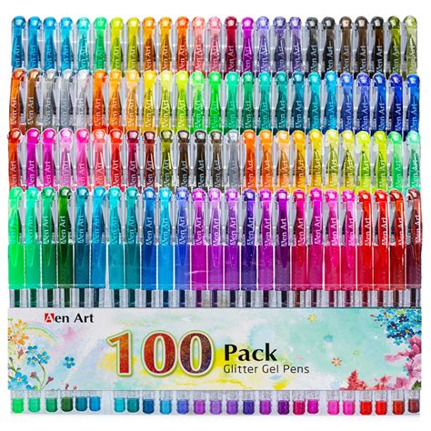 Glitter Gel Pen By Aen Art Set Of 100 Unique Colors Glitter Pens With