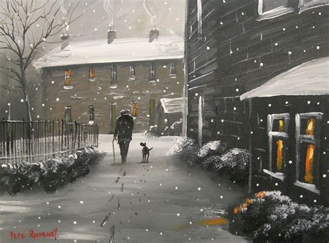 Pete Rumney Art Original Canvas Painting Perfect Walk In Yorkshire Snow