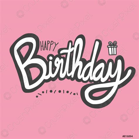 Happy Birthday Word Vector Illustration On Pink Background Stock
