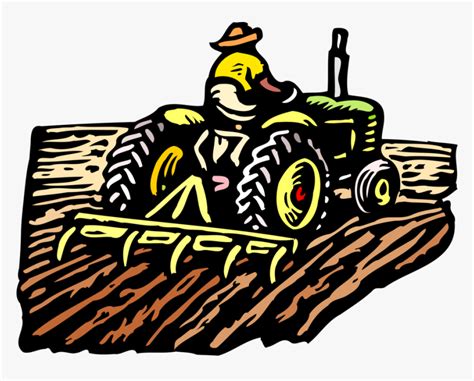 On Tractor Plowing Vector Clip Art Of Farming Hd Png Download Kindpng