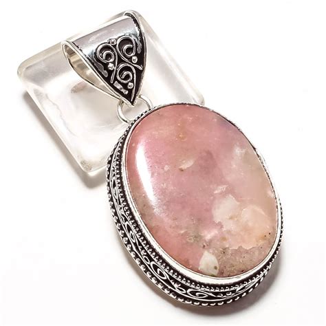 Pink Opal Vintage Style Gemstone Silver Pendant With Mm