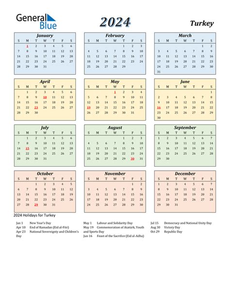 2024 Turkey Calendar With Holidays