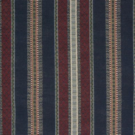 Navy Blue Stripe Woven Upholstery Fabric By The Yard G7637 Upholstery