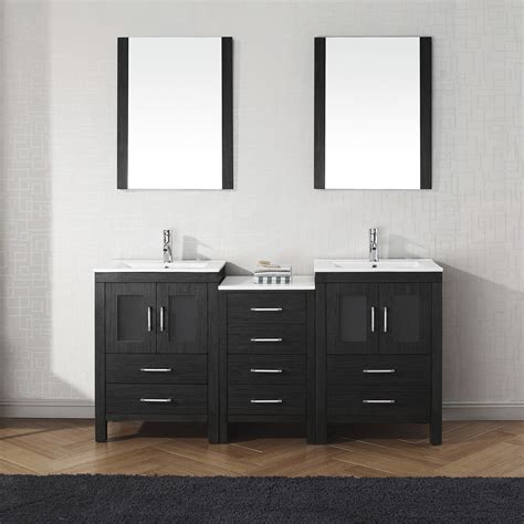 Double bathroom vanities wide selection, good quality, modern & traditional style.storage space underneath the double sink gives our two bathroom set a dual purpose. 66" Double Bath Vanity in Zebra Grey with Slim White ...