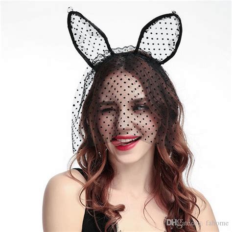 Halloween Party Lace Cat Ears Headband Headwear Party Mask Black White