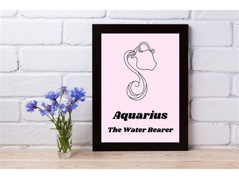 Aquarius The Water Bearer Zodiac Print Pink Astrology Poster