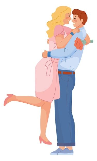premium vector loving couple romantic date happy woman and man hugging