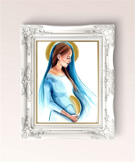 Mary Pregnant With Jesus Watercolor Fine Art Print Etsy