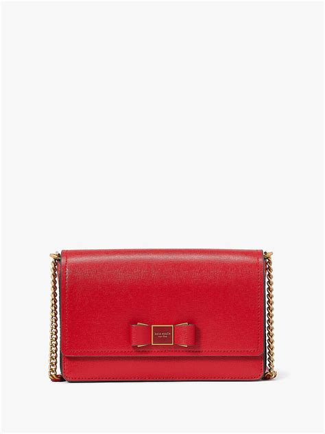 Morgan Bow Embellished Saffiano Leather Flap Chain Wallet Perfect