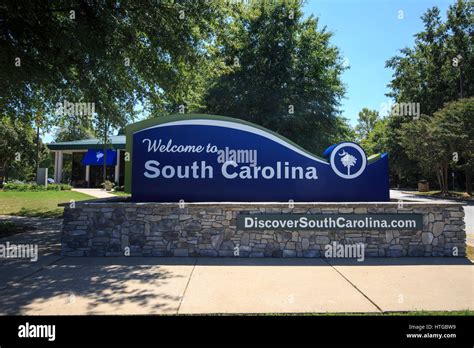 Welcome To South Carolina Sign At A Rest Stop Stock Photo Alamy