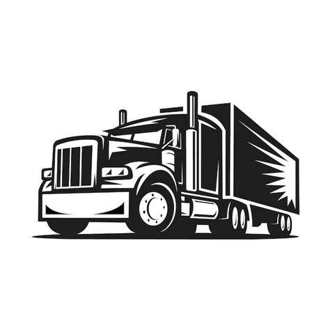 Premium Vector Semi Truck 18 Wheeler Monochrome Side View Silhouette