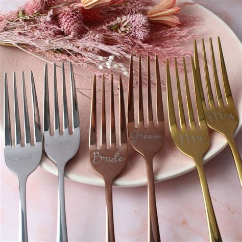 Wedding Cake Fork Set Personalised And Engraved Cutlery With A Choice