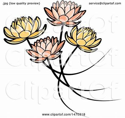 Lotus Lily Water Flowers Clipart Illustration Five