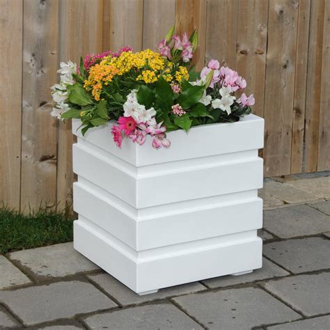 Planters can house all sorts of vegetation, from edible gardens to colorful mums, roses and daisies. Mayne Cape Cod 15-1/2 in. Square White Plastic Column ...