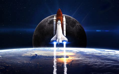 Download Sci Fi Space Moon Vehicle Space Shuttle 4k Ultra Hd Wallpaper