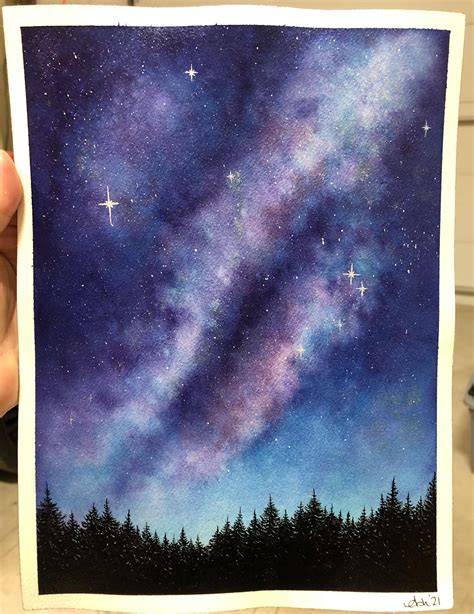 Purple Milky Way Watercolor