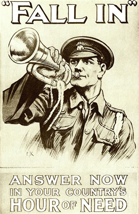 Fall In Recruitment Poster For The British Army In The First World War