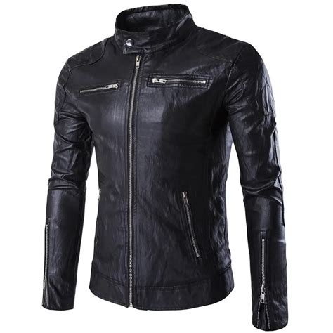 2018 New Mens Autumn Winter Pu Leather Punk Jacket Coat Size M 5xl