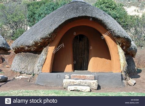 Traditional Basotho Hut From South Africa Lesotho Stock
