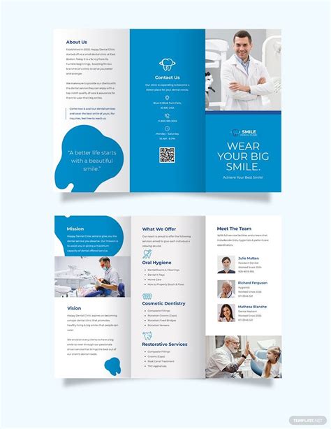 Dental Clinic Advertising Tri Fold Brochure Template In Publisher Psd