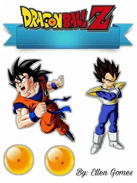 The ball is covered in orange fondant and handpainted stars. Dragon Ball Z: Free Printable Cake and Cupcake Toppers. - Oh My Fiesta! for Geeks | Dragon ball ...