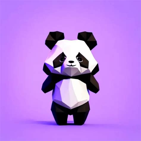 Kawaii Low Poly Panda Character 3d Isometric Rend Openart