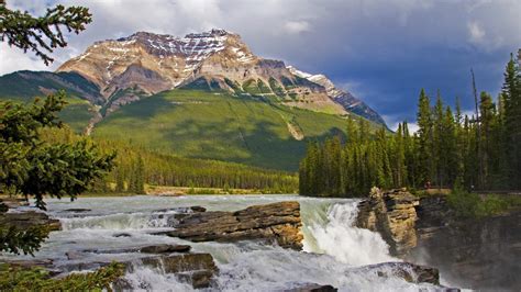 Athabasca Falls In The Jasper National Park Backiee