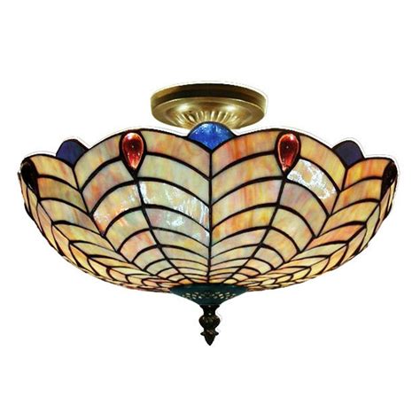 Tiffany ceiling lights flush, description: Tiffany-style Shell Semi-flush Ceiling Light Fixture ...