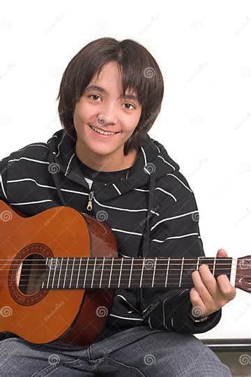 Boy Playing Guitar Stock Image Image Of Looking Background 3501421