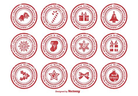 Distressed Christmas Rubber Stamps 83432 Vector Art At Vecteezy