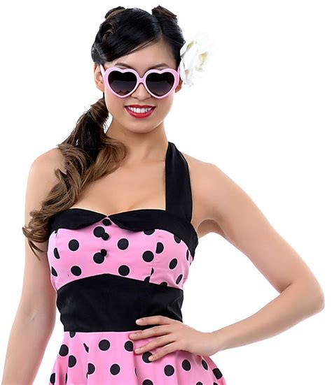 Polka Dots Stripes Pin Up Dresses Unique Vintage Cat Eye Sunglasses