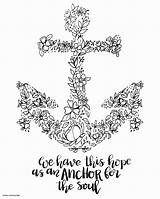 Anchor Coloring Pages Printable Color Getcolorings Rope Getdrawings sketch template