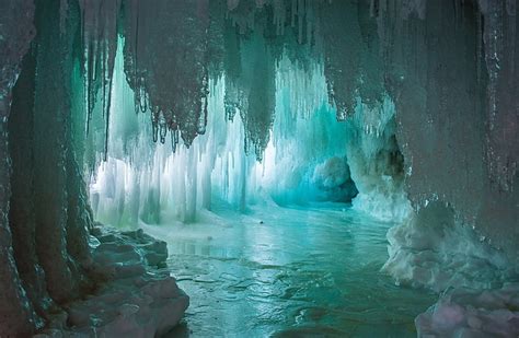 Cave Ice Blue Nature Icicle Dark Windows 10 Glaciers Hd