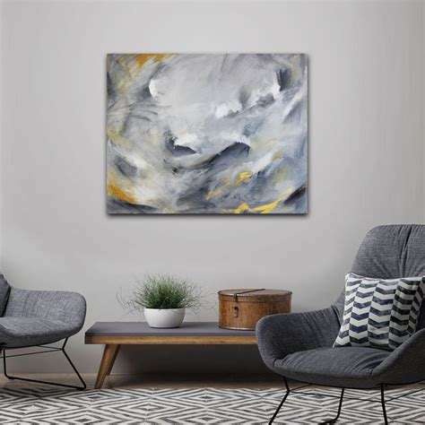24x30 Large Gray Abstract Ready To Hang Canva Painting Etsy White