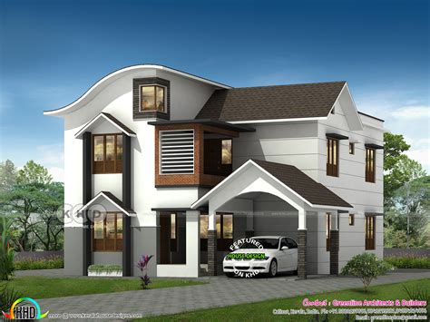 Beautiful 4 Bedroom Modern Mix Roof Home Design Kerala Home Design