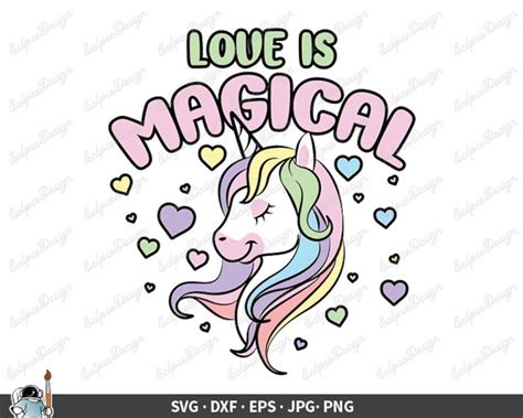 Unicorn Love Is Magical Svg Unicorn Clip Art Unicorn Valentine Etsy
