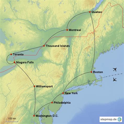 Stepmap Rundreise Usa Kanada Landkarte F R Nordamerika