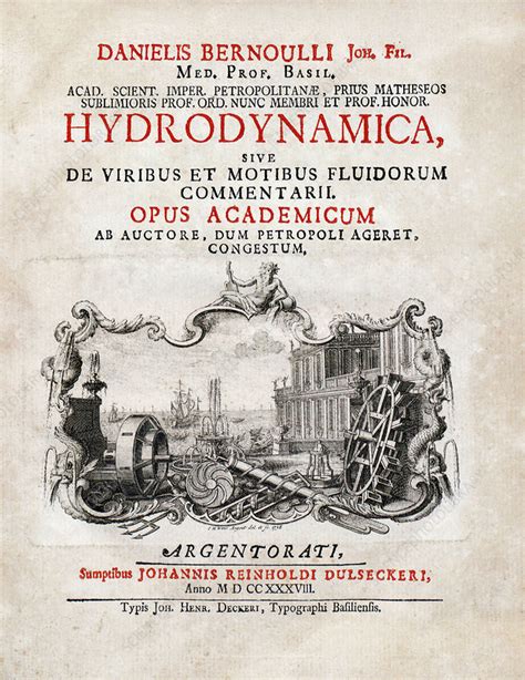 Title Page Of Bernoullis Hydrodynamica 1738 Stock Image C047