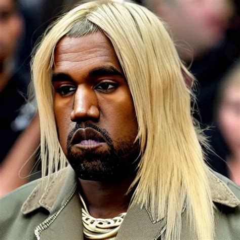 Kanye West With Long Blonde Hair Stable Diffusion