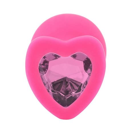 Heart Shaped Jeweled Silicon Butt Plug Pink Butt Plug World