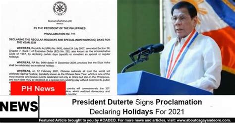 Is ups delivering packages on presidents day 2021? President Duterte Signs Proclamation Declaring Holidays For 2021