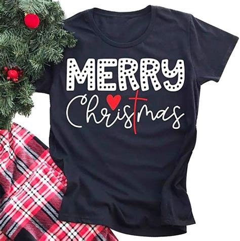 Uniqueone Christmas Shirts For Women Merry Christmas T Shirt Letter