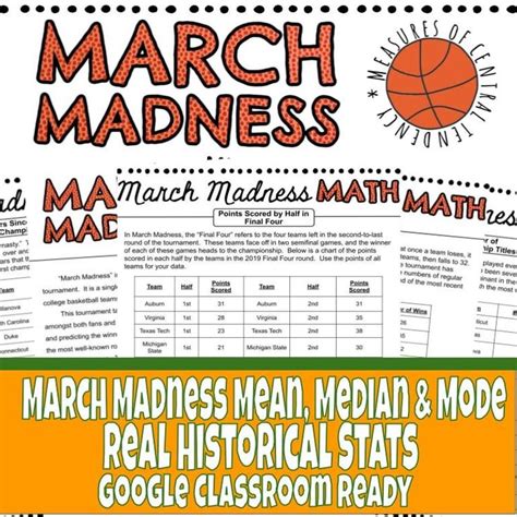 March Madness Math Mean Median Mode Measures Of Central Tendency