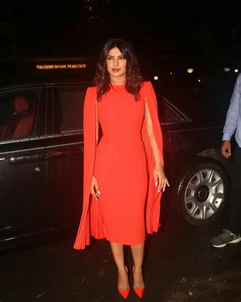 Priyanka Chopra Looks Smashing In Electric Orange Bodycon Dress As She Attends Bumble Event