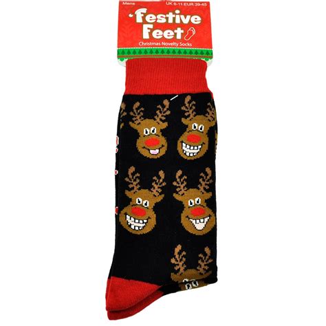 Reindeer Black Novelty Mens Christmas Socks From Ties Planet Uk