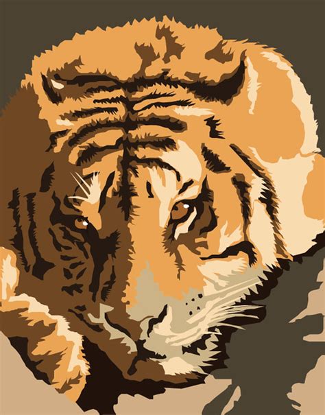 Vector Tiger Adobe Illustrator 6 Colors Vector Based T